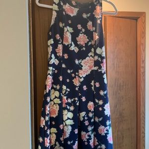 Cute blue floral fit and flare dress